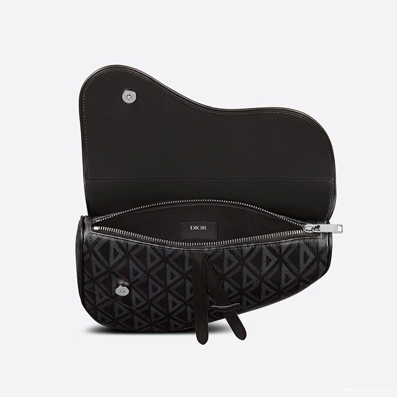 Cheap Crossbody Motif Dior Diamond CD Black Canvas Saddle 0712 Luxury